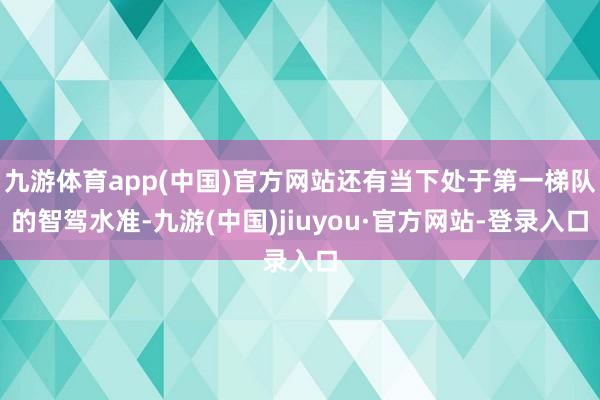 九游體育app(中國)官方網站還有當下處于第一梯隊的智駕水準-九游(中國)jiuyou·官方網站-登錄入口